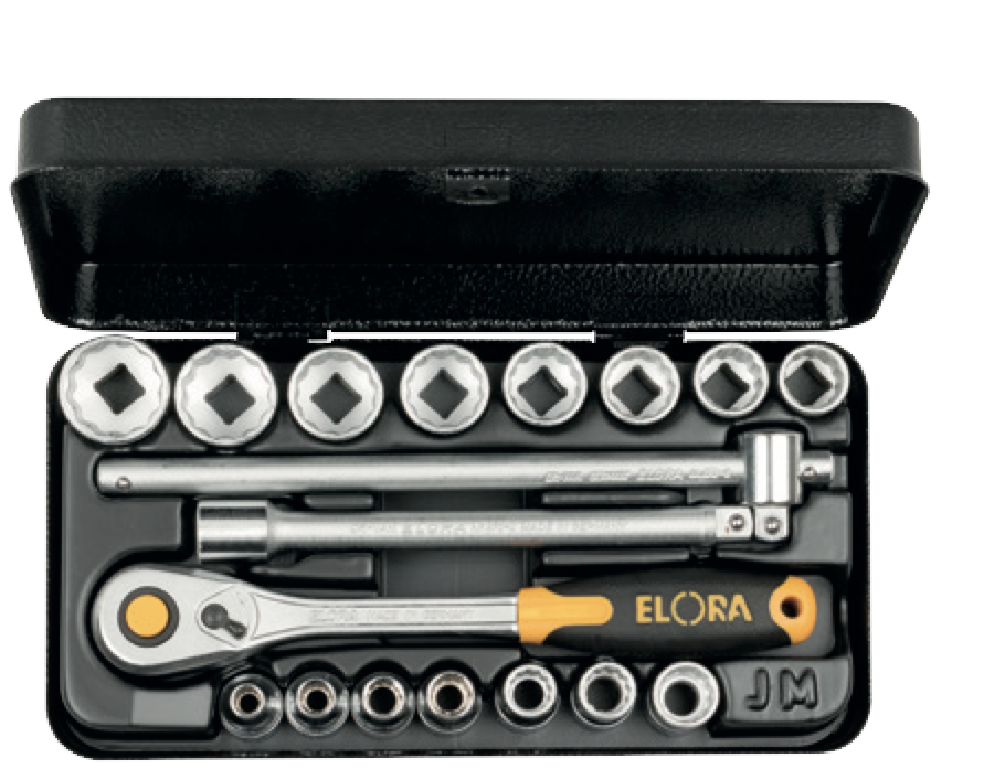ELORA 870-JMU 3/8" Bi-Hexagon Socket Set Metric 18 Pcs - Premium 3/8" Bi-Hexagon Socket Set Metric from ELORA - Shop now at Yew Aik.