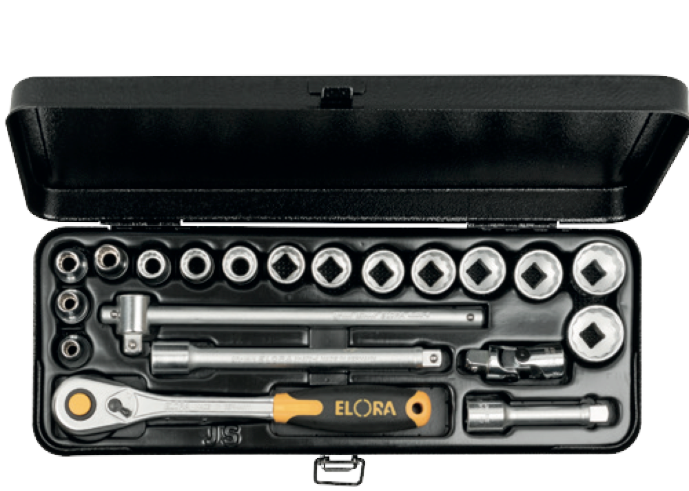 ELORA 870-JSU 3/8" Bi-Hexagon Socket Set Metric 20 Pcs - Premium 3/8" Bi-Hexagon Socket Set Metric from ELORA - Shop now at Yew Aik.