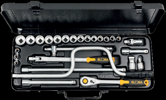 ELORA 870-MU 3/8" Bi-Hexagon Socket Set Metric 27 Pcs - Premium 3/8" Bi-Hexagon Socket Set Metric from ELORA - Shop now at Yew Aik.