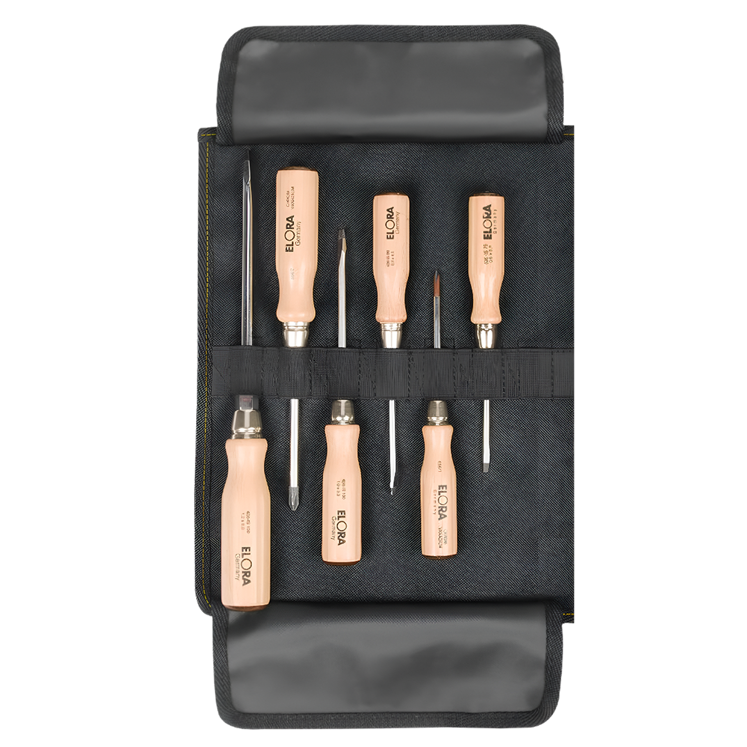 ELORA JUBI 600-S6 Screwdriver Set Wooden Handle Roll Up Bag - Yew Aik (S) Pte Ltd
