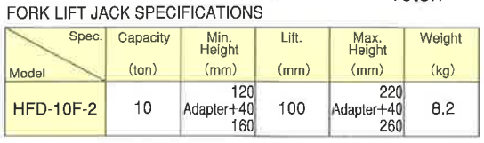 MASADA JACK HFD-10F-2 Fork Lift Jack (MASADA Tools) - Premium Fork Lift Jack from MASADA JACK - Shop now at Yew Aik.