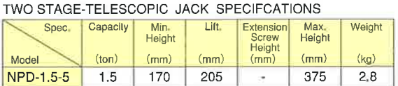 MASADA JACK NPD-1.5-5 Two Stage-Telescopic Jack (MASADA Tools) - Premium Two Stage-Telescopic Jack from MASADA JACK - Shop now at Yew Aik.