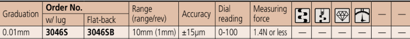MITUTOYO 3046S 10mm Large Dial Face and Long Stroke Type Metric - Premium Large Dial Face from MITUTOYO - Shop now at Yew Aik.