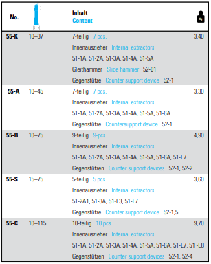 NEXUS 55 Internal Extractor Set With Slide Hammers - Premium Internal Extractor Set from NEXUS - Shop now at Yew Aik.
