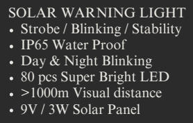 YEW AIK Solar Warning Light IP65 Waterproof (YEW AIK Tools) - Yew Aik (S) Pte Ltd