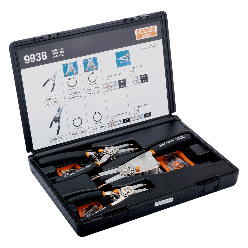 BAHCO 9938 Resettable Circlip Plier Set - 3 Pcs (BAHCO Tools) - Premium Circlip Plier Set from BAHCO - Shop now at Yew Aik.