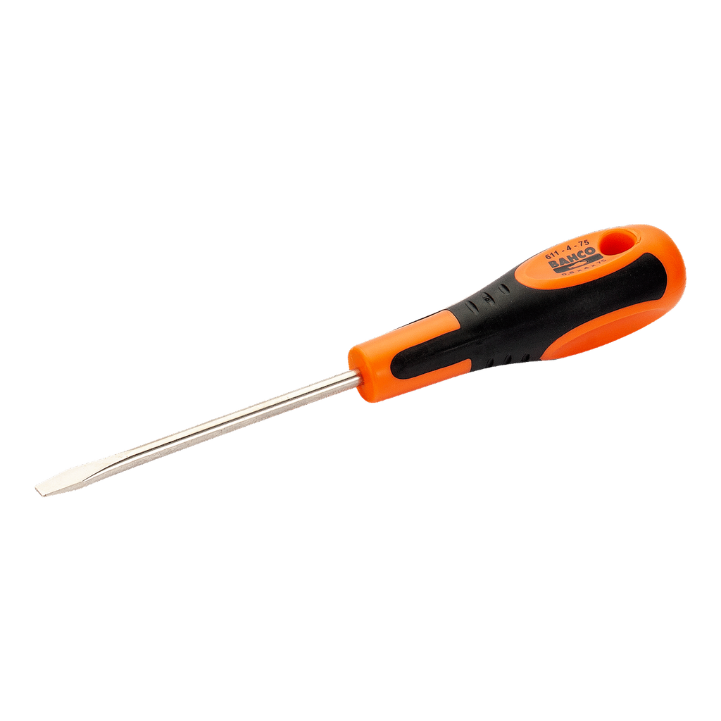BAHCO 611 Slotted Flat Tipped Screwdriver with Rubber Grip - Premium Flat Tipped Screwdriver from BAHCO - Shop now at Yew Aik.
