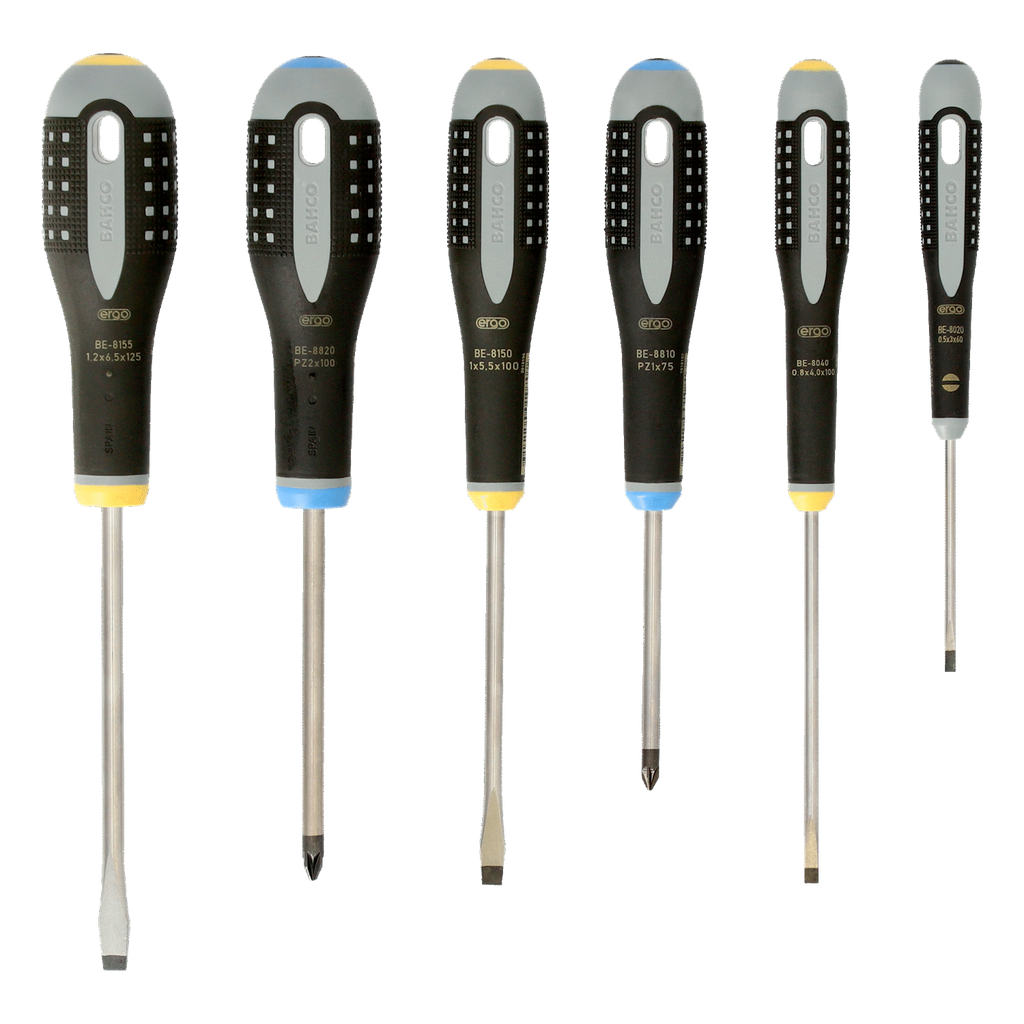 BAHCO BE-9882 ERGO Slotted Screwdriver Set with Rubber Grip - Premium Screwdriver Set from BAHCO - Shop now at Yew Aik.