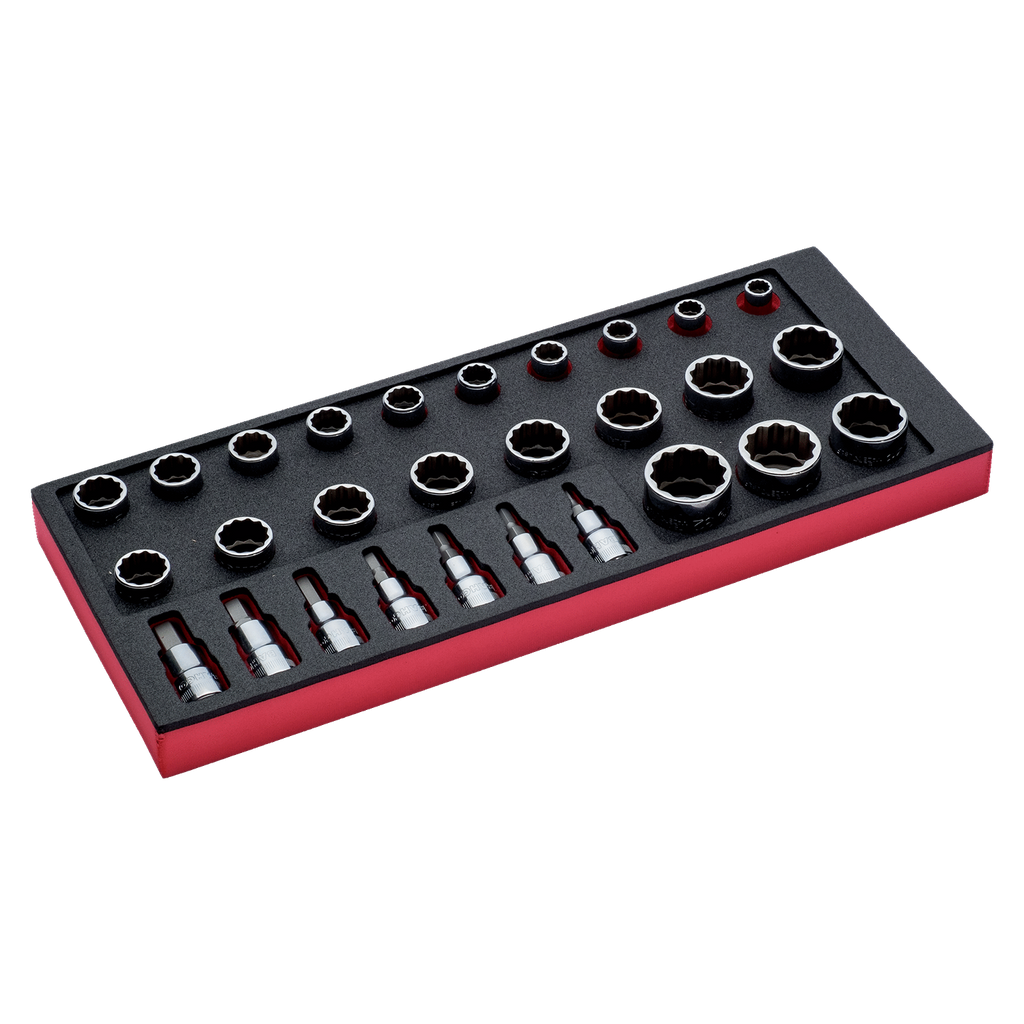 BAHCO FF1E2205 Fit&Go 1/3 Foam Inlay 1/2” Socket Set - 28 Pcs (BAHCO Tools) - Premium Socket from BAHCO - Shop now at Yew Aik.