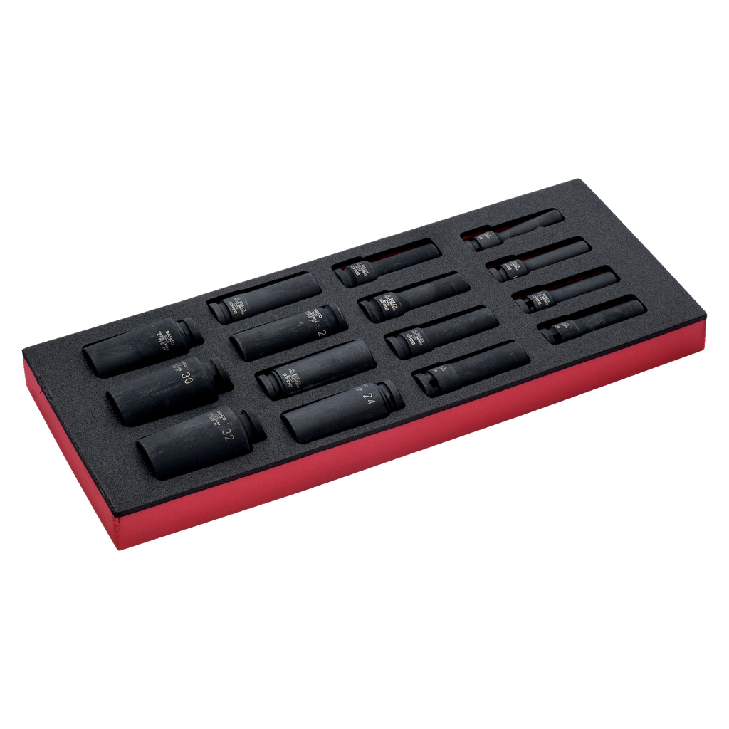 BAHCO FF1E2213 Fit&Go 1/3 Foam Inlay 1/2” Power Deep Socket Set - 15 Pcs (BAHCO Tools) - Premium SOCKET SET from BAHCO - Shop now at Yew Aik.