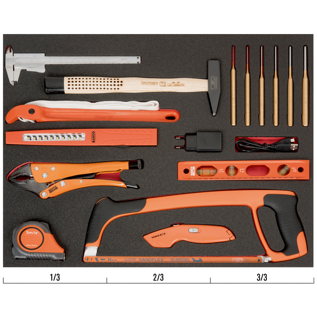 BAHCO FF1A119 Fit&Go 3/3 Foam Inlay Striking and Cutting Toolset - 10 Pcs (BAHCO Tools) - Premium Striking and Cutting Tool Set from BAHCO - Shop now at Yew Aik.