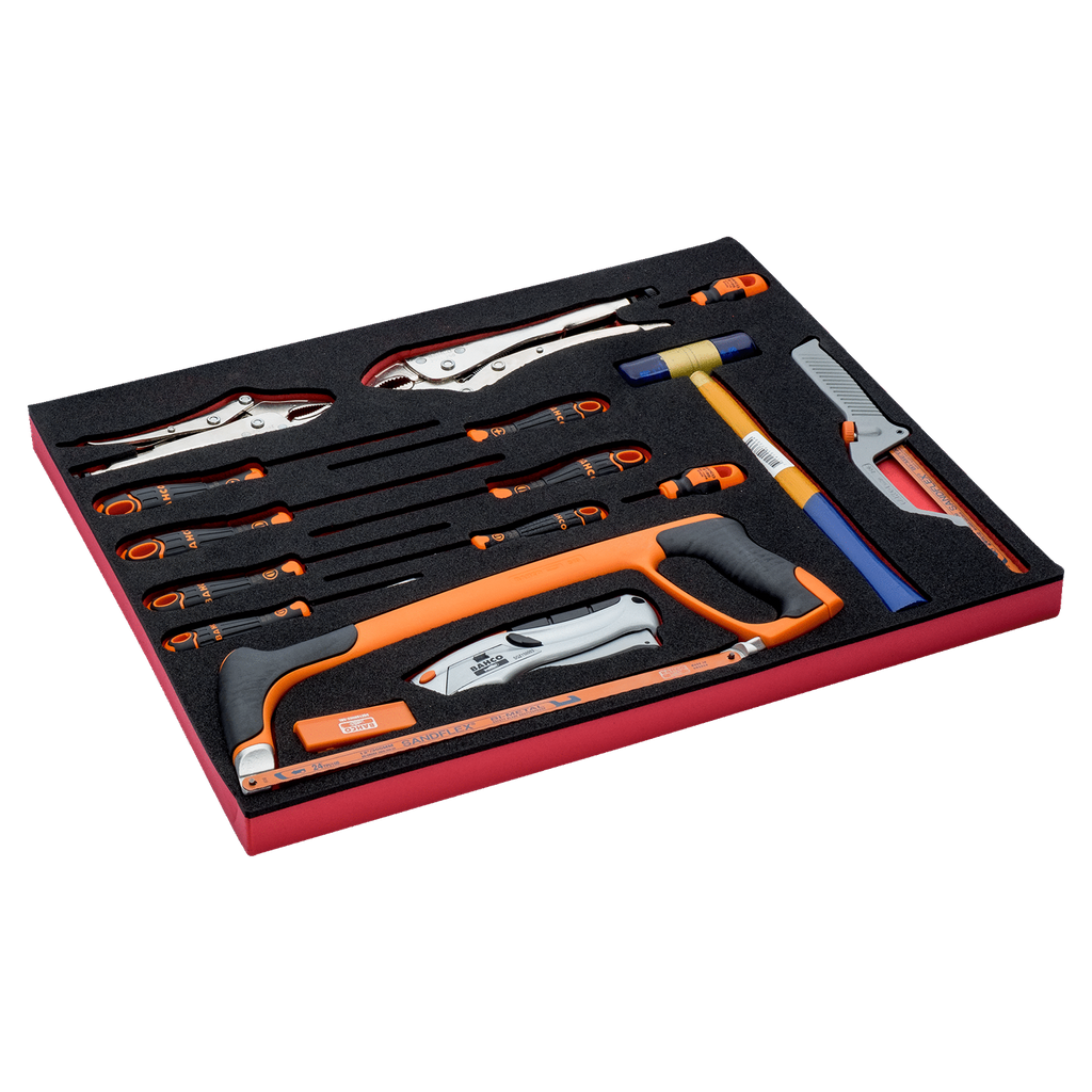 BAHCO FF1A147 Fit&Go 3/3 Foam Inlay Cutting/Striking/ Screwdriver Set - 16 Pcs (BAHCO Tools) - Premium Screwdriver Set from BAHCO - Shop now at Yew Aik.