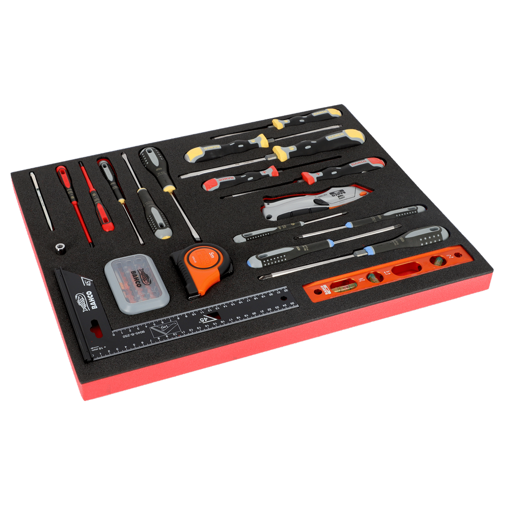 BAHCO FF1A66 Fit&Go 3/3 Foam Inlay Measuring Tape and Screwdriver Set - 50 Pcs (BAHCO Tools) - Premium Screwdriver Set from BAHCO - Shop now at Yew Aik.