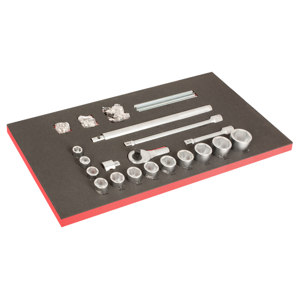 BAHCO FF1B11LM Foam Inlay for 40” Trolley Metal Clips for 1/4”, 3/8”, 1/2” Sockets & 3/4” Sockets Set - 104 pcs (BAHCO Tools) - Premium Sockets Set from BAHCO - Shop now at Yew Aik.
