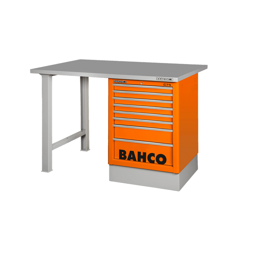 BAHCO 1495KCWB18TS Heavy Duty Steel Top Workbenches with Side Drawer Tower and 2-Leg 1800 mm x 750 mm x 1030 mm (BAHCO Tools) - Premium Workbench from BAHCO - Shop now at Yew Aik.