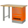 BAHCO 1495KCWB15TW Heavy Duty Wooden Top Workbenches with Side Drawer Tower and 2-Leg 1500 mm x 750 mm x 1030 mm (BAHCO Tools) - Premium Workbench from BAHCO - Shop now at Yew Aik.