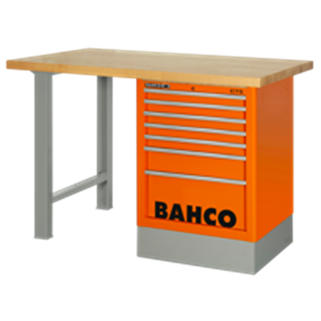 BAHCO 1495KCWB15TW Heavy Duty Wooden Top Workbenches with Side Drawer Tower and 2-Leg 1500 mm x 750 mm x 1030 mm (BAHCO Tools) - Premium Workbench from BAHCO - Shop now at Yew Aik.