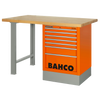 BAHCO 1495KCWB18TW Heavy Duty Wooden Top Workbenches with Side Drawer Tower and 2-Leg 1800 mm x 750 mm x 1030 mm (BAHCO Tools) - Premium Workbench from BAHCO - Shop now at Yew Aik.
