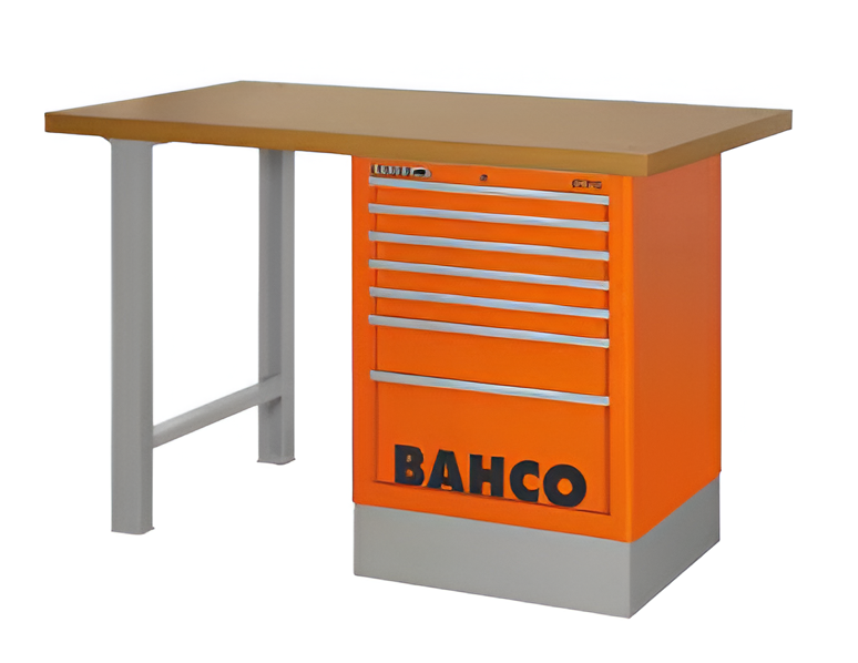 BAHCO 1495KCWB15TD Heavy Duty MDF Workbenches with Side Drawer Tower and 2-Leg 1500 mm x 750 mm x 1030 mm (BAHCO Tools) - Premium Workbench from BAHCO - Shop now at Yew Aik.