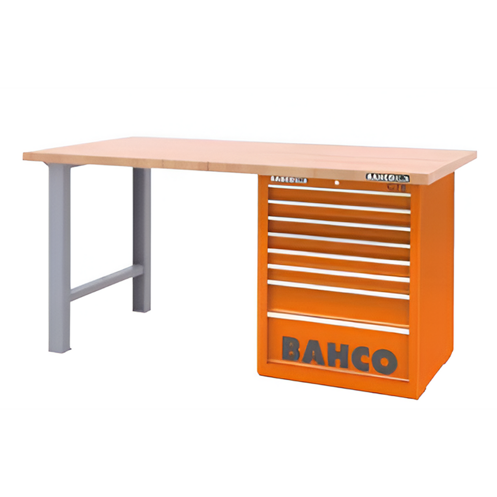 BAHCO 1495KHWB15TW Wall or Bench Mount Cabinet with Shutter and Hooks, with 8 Drawers and Wooden Top (BAHCO Tools) - Premium Bench Mount Cabinet from BAHCO - Shop now at Yew Aik.