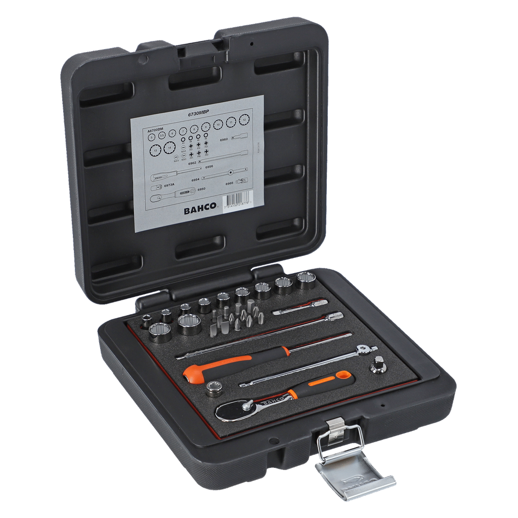 BAHCO 6730MBP 1/4” SQUARE DRIVE SOCKET SET WITH METRIC BI-HEX - Premium Socket Set from BAHCO - Shop now at Yew Aik.