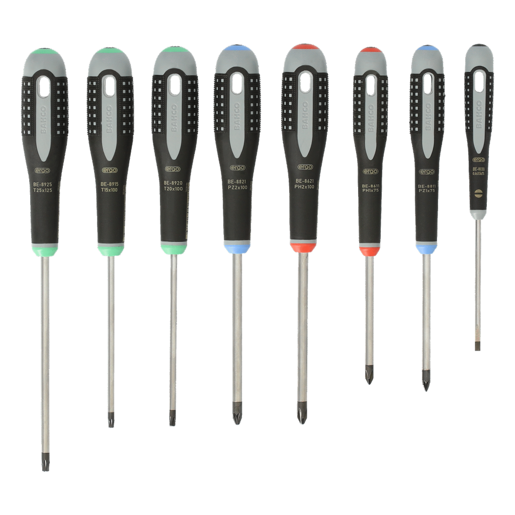 BAHCO BE-9872 ERGO Slotted Screwdriver Set with Rubber Grip-8 pcs - Premium Screwdriver Set from BAHCO - Shop now at Yew Aik.