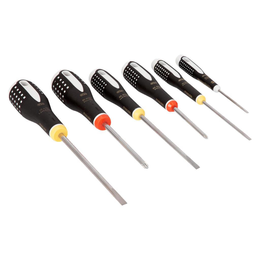 BAHCO BE-9881i ERGO™ Stainless Steel Slotted/Phillips Screwdriver Set - 6 Pcs (BAHCO Tools) - Premium Screwdrivers from BAHCO - Shop now at Yew Aik.