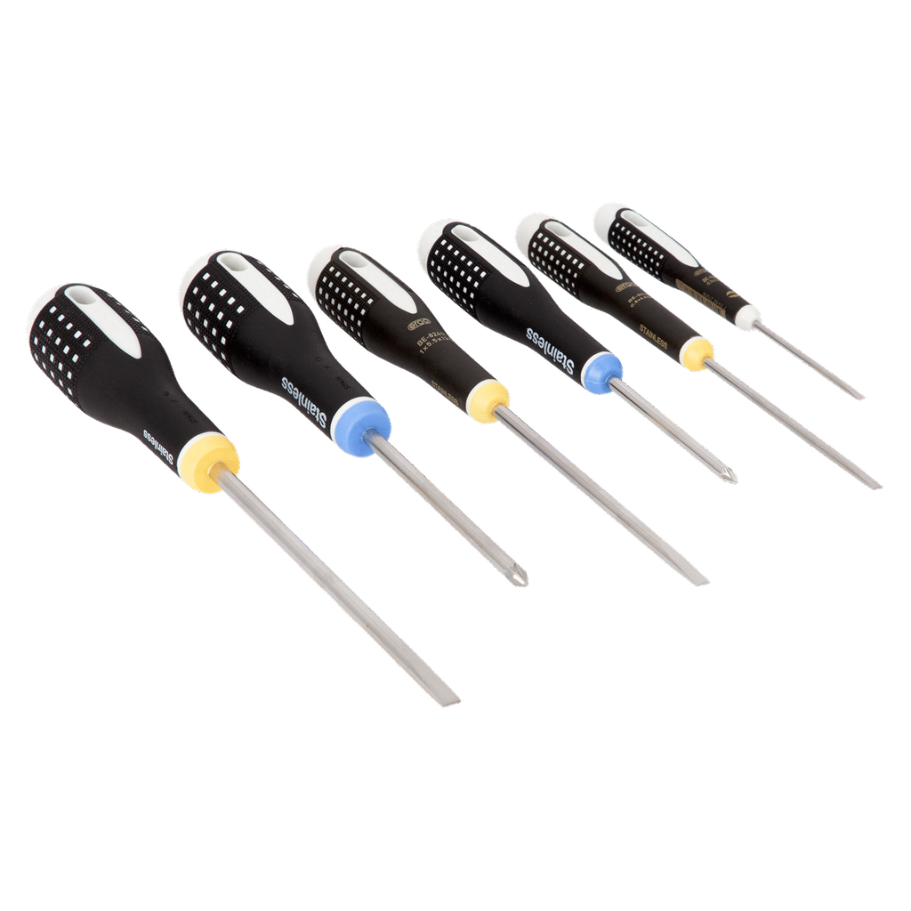 BAHCO BE-9882i ERGO™ Stainless Steel Slotted/Pozidriv Screwdriver Set - 6 Pcs (BAHCO Tools) - Premium Screwdrivers from BAHCO - Shop now at Yew Aik.