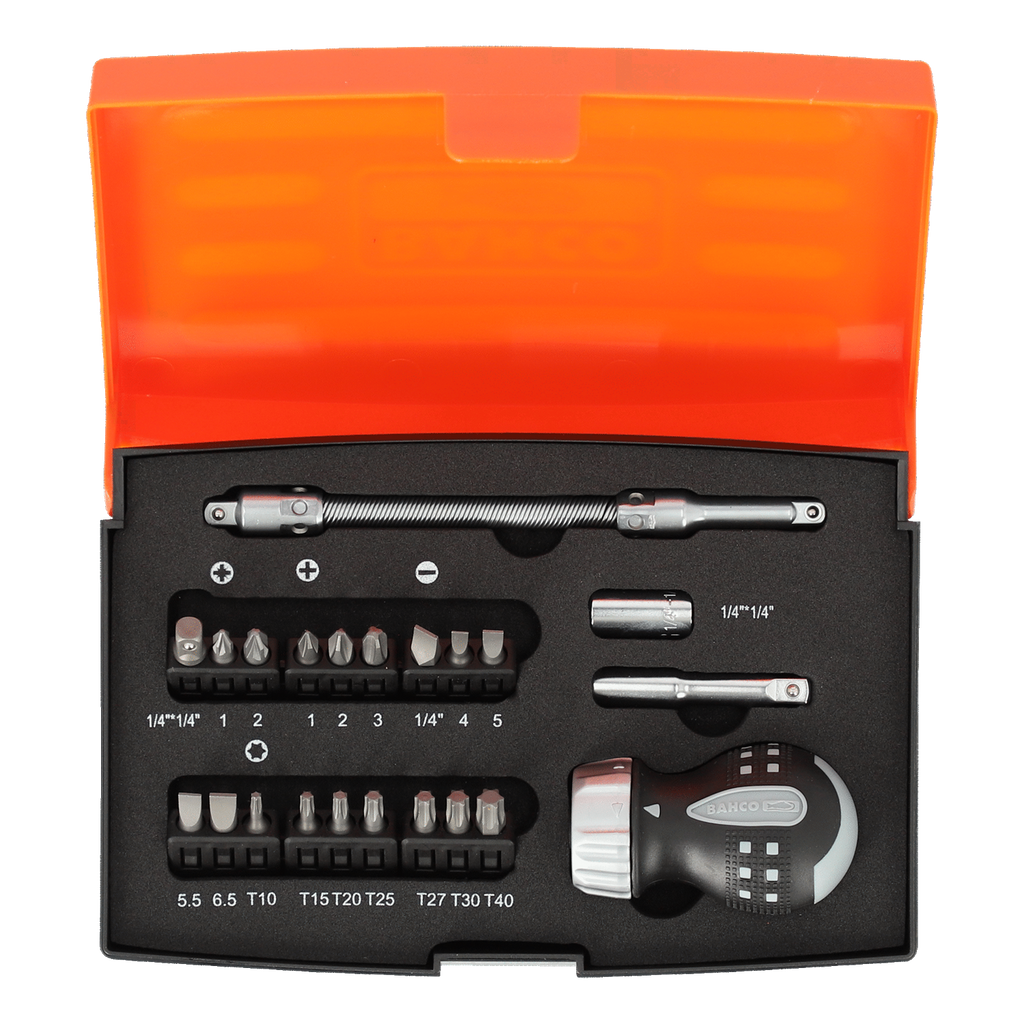 BAHCO 808050S-22 Stubby Ratcheting Screwdriver Set - 22 Pcs - Premium Screwdriver from BAHCO - Shop now at Yew Aik.