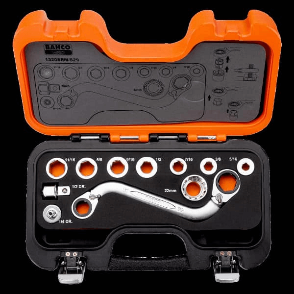 BAHCO 1320SRM/S29 S Type Ratcheting Ring Wrench and Adaptor Set - Premium Adaptor Set from BAHCO - Shop now at Yew Aik.