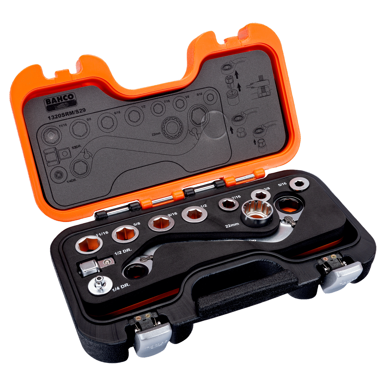 BAHCO 1320SRM/S29 S Type Ratcheting Ring Wrench and Adaptor Set - Premium Adaptor Set from BAHCO - Shop now at Yew Aik.