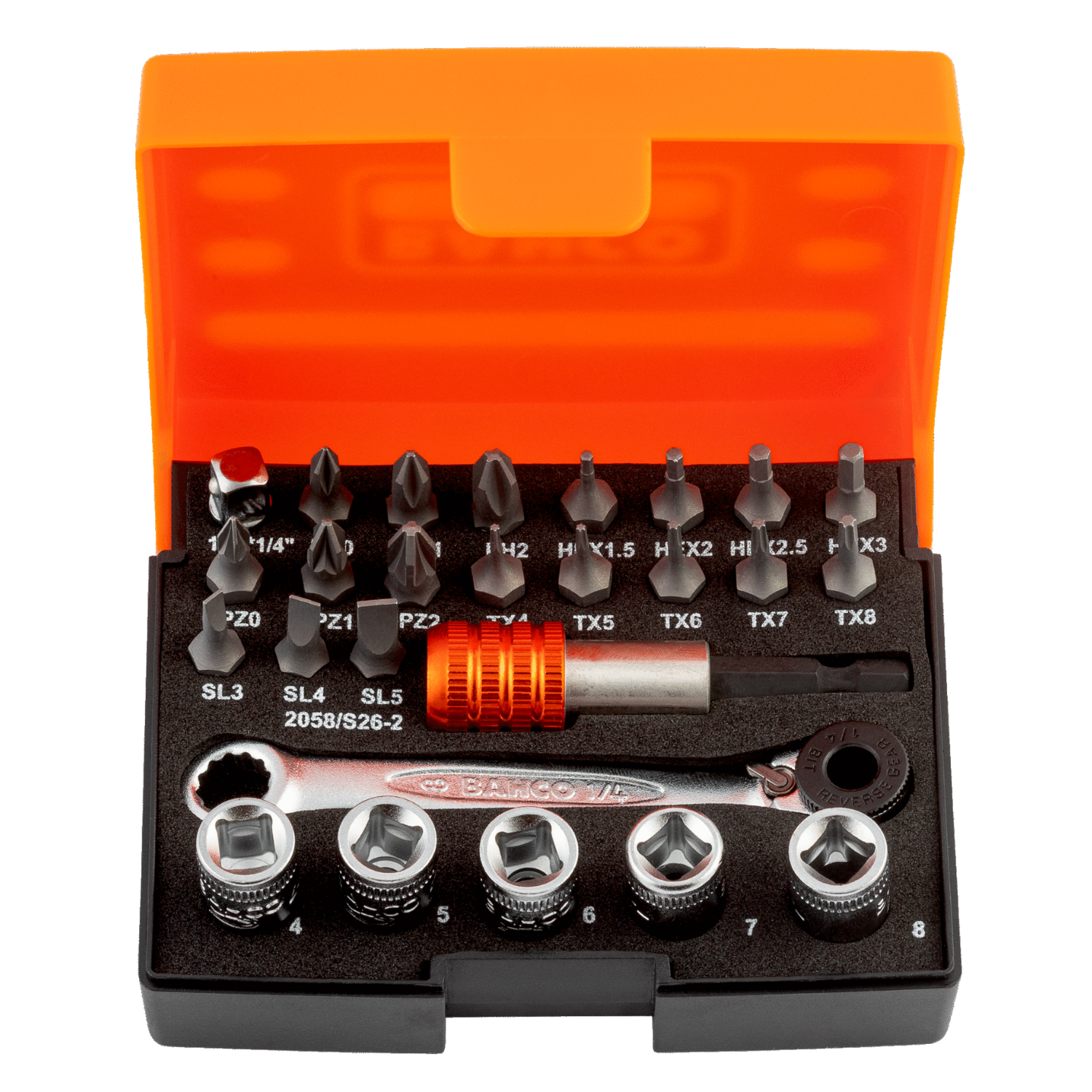 BAHCO 2058/S26-2 1/4" Small Bit and Socket Set - Premium Socket Set from BAHCO - Shop now at Yew Aik.