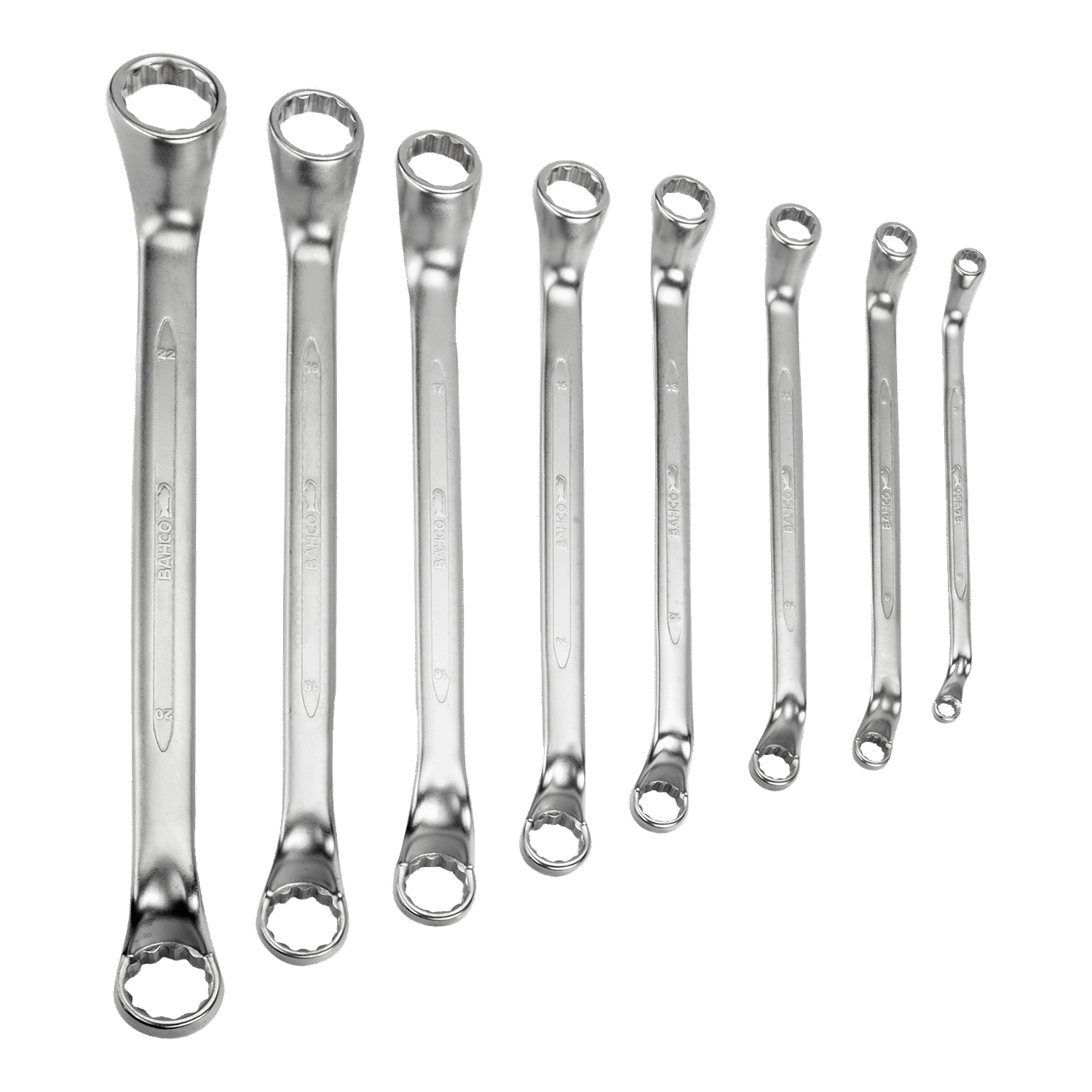 BAHCO 2M/S8 Metric Deep Offset Double Ring Ended Wrench Set 8 Pcs - Premium Offset Double Ring Ended Wrench Set from BAHCO - Shop now at Yew Aik.