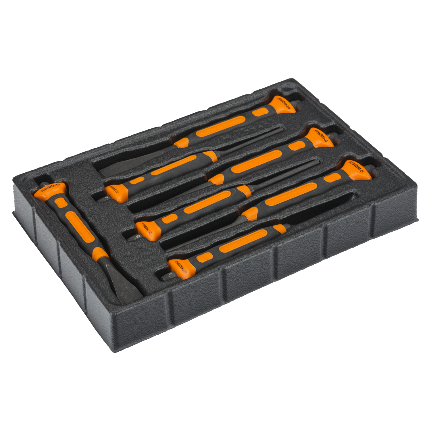 BAHCO 3654BMS/7 Mixed Mason’s Cold Chisel Set 7Pcs/Plastic Tray - Premium Chisel Set from BAHCO - Shop now at Yew Aik.