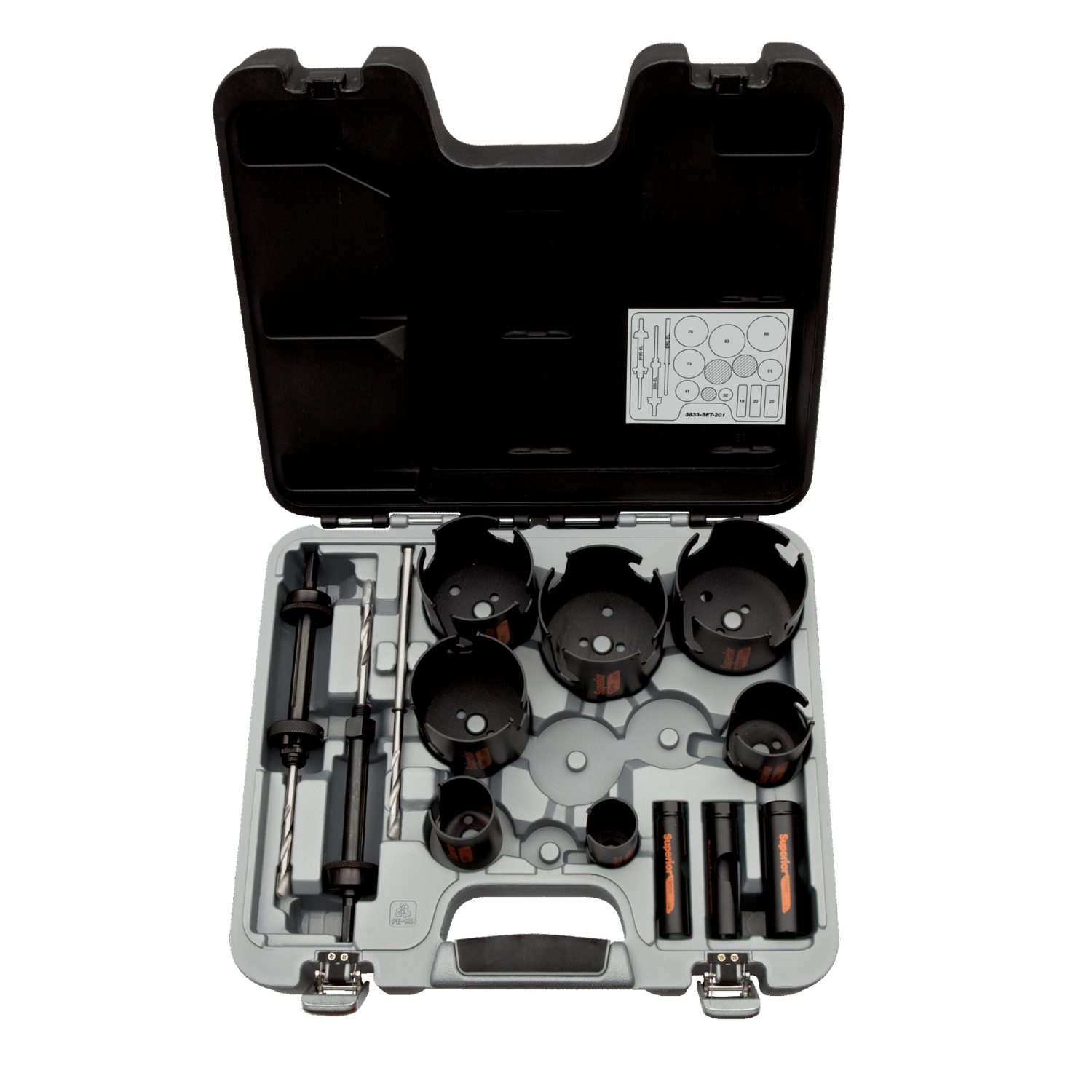 BAHCO 3833-SET-201 SuperiorTM Construction Holesaw Set 14 pcs - Premium Construction Holesaw Set from BAHCO - Shop now at Yew Aik.