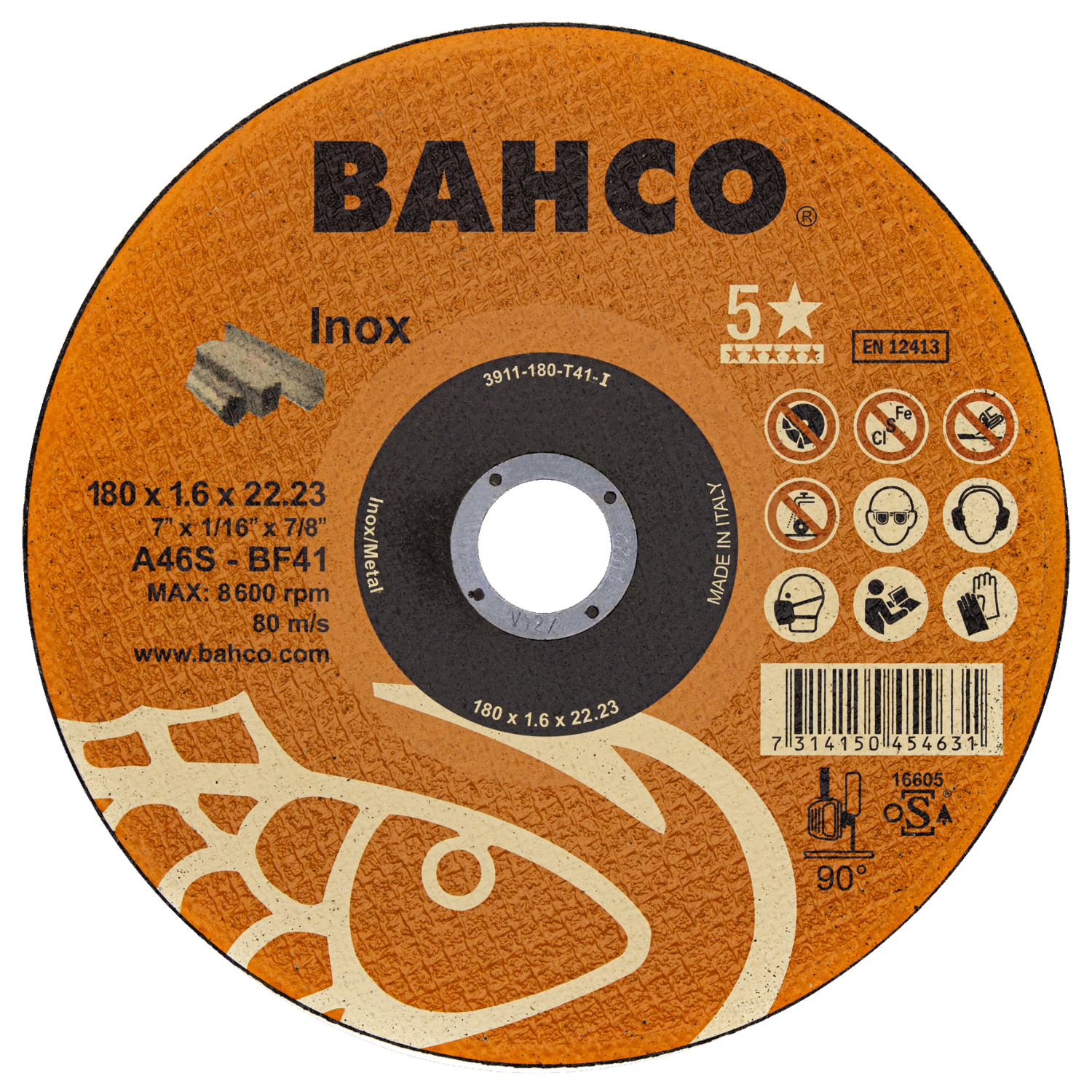 BAHCO 391-T41-I High-Performance Abrasive Cutting Disc For Inox - Premium Abrasive Cutting Disc from BAHCO - Shop now at Yew Aik.