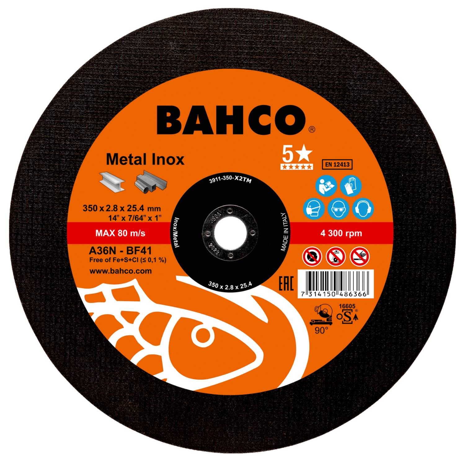 BAHCO 391-T41_CS High-Performance Abrasive Cutting Disc For Metal - Premium Abrasive Cutting Disc from BAHCO - Shop now at Yew Aik.