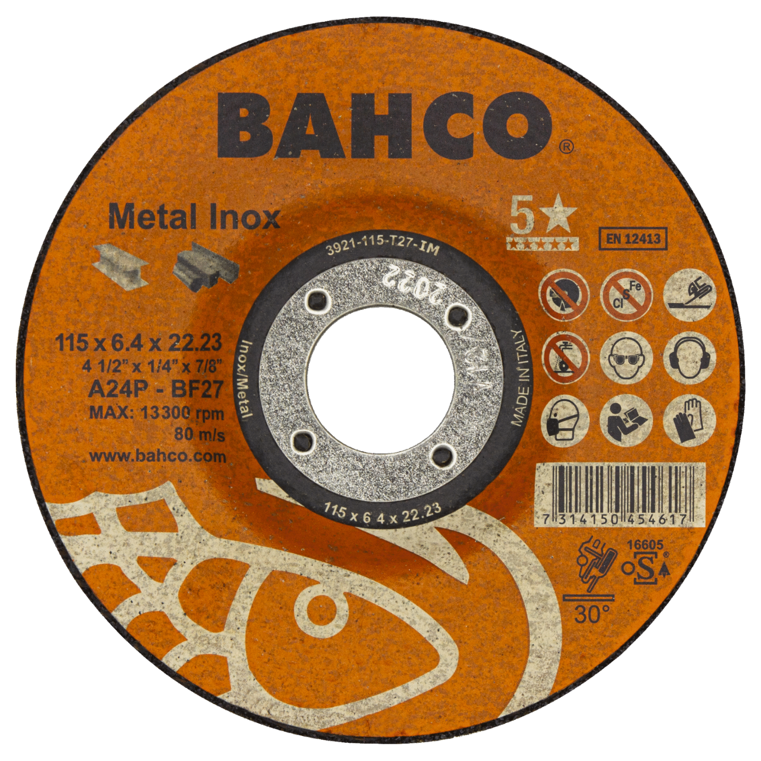 BAHCO 392-T27_IM Abrasive High-Performance Case Grinding Disc - Premium Grinding Disc from BAHCO - Shop now at Yew Aik.