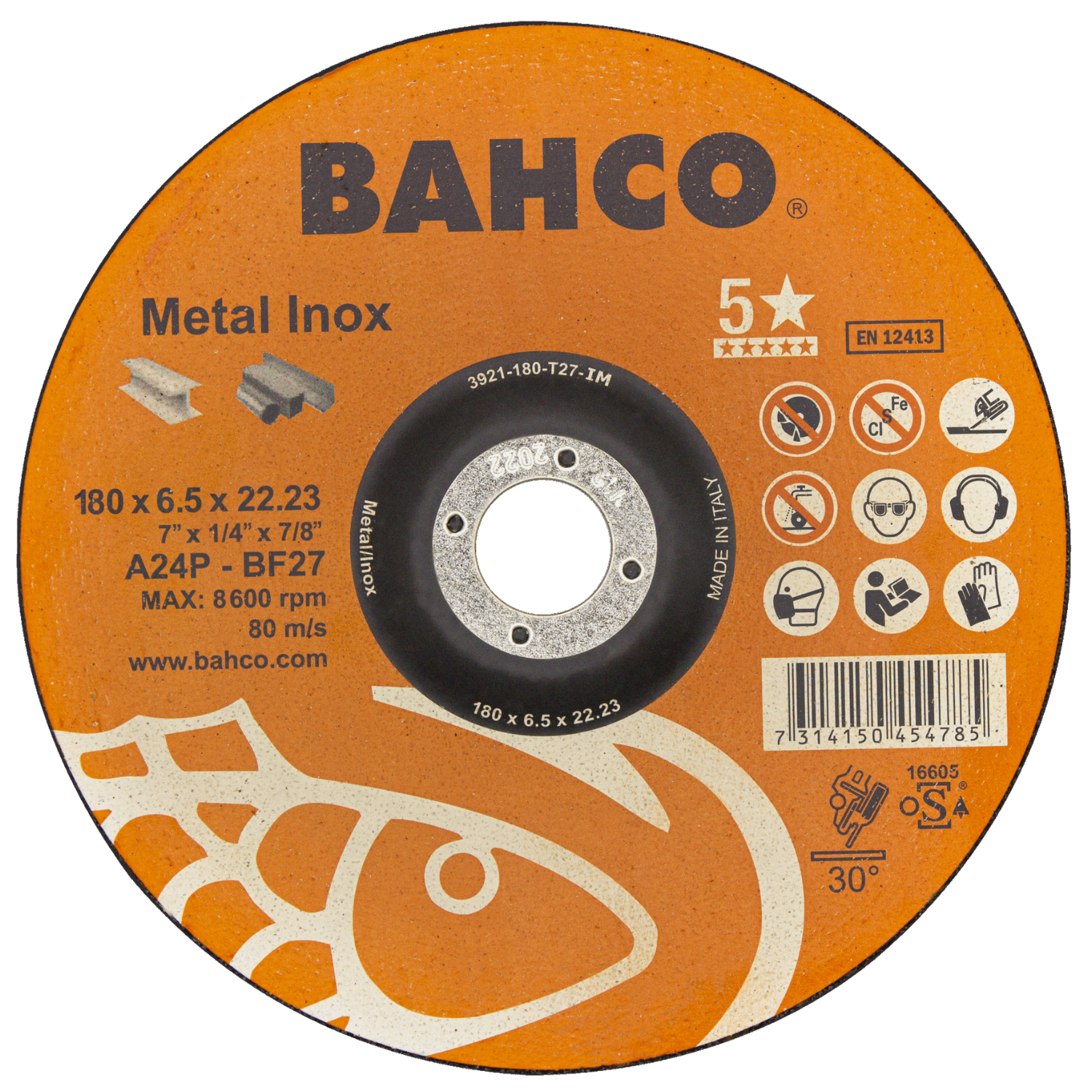 BAHCO 392-T27_IM Abrasive High-Performance Case Grinding Disc - Premium Grinding Disc from BAHCO - Shop now at Yew Aik.