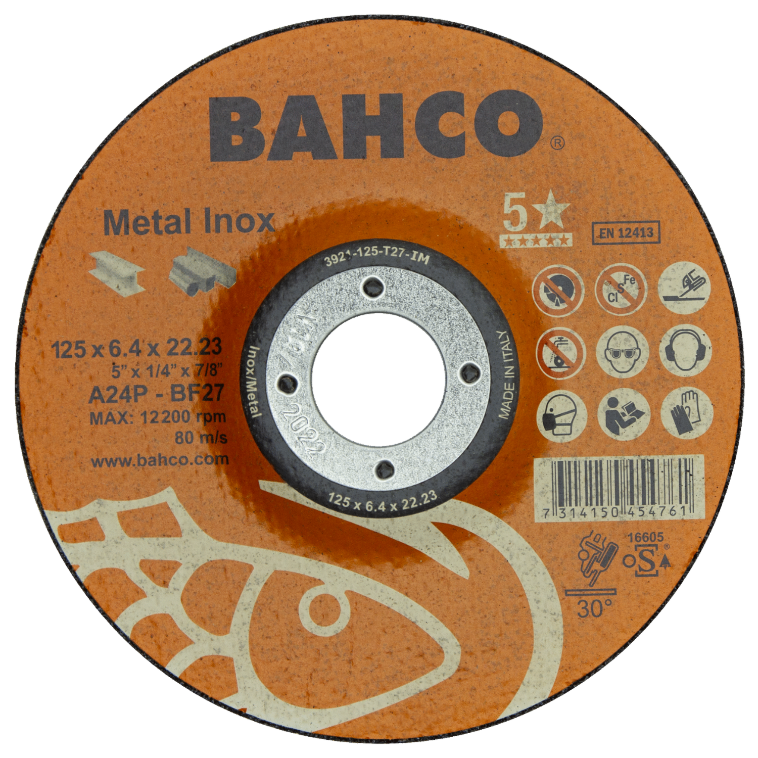 BAHCO 392-T27_IM Abrasive High-Performance Case Grinding Disc - Premium Grinding Disc from BAHCO - Shop now at Yew Aik.