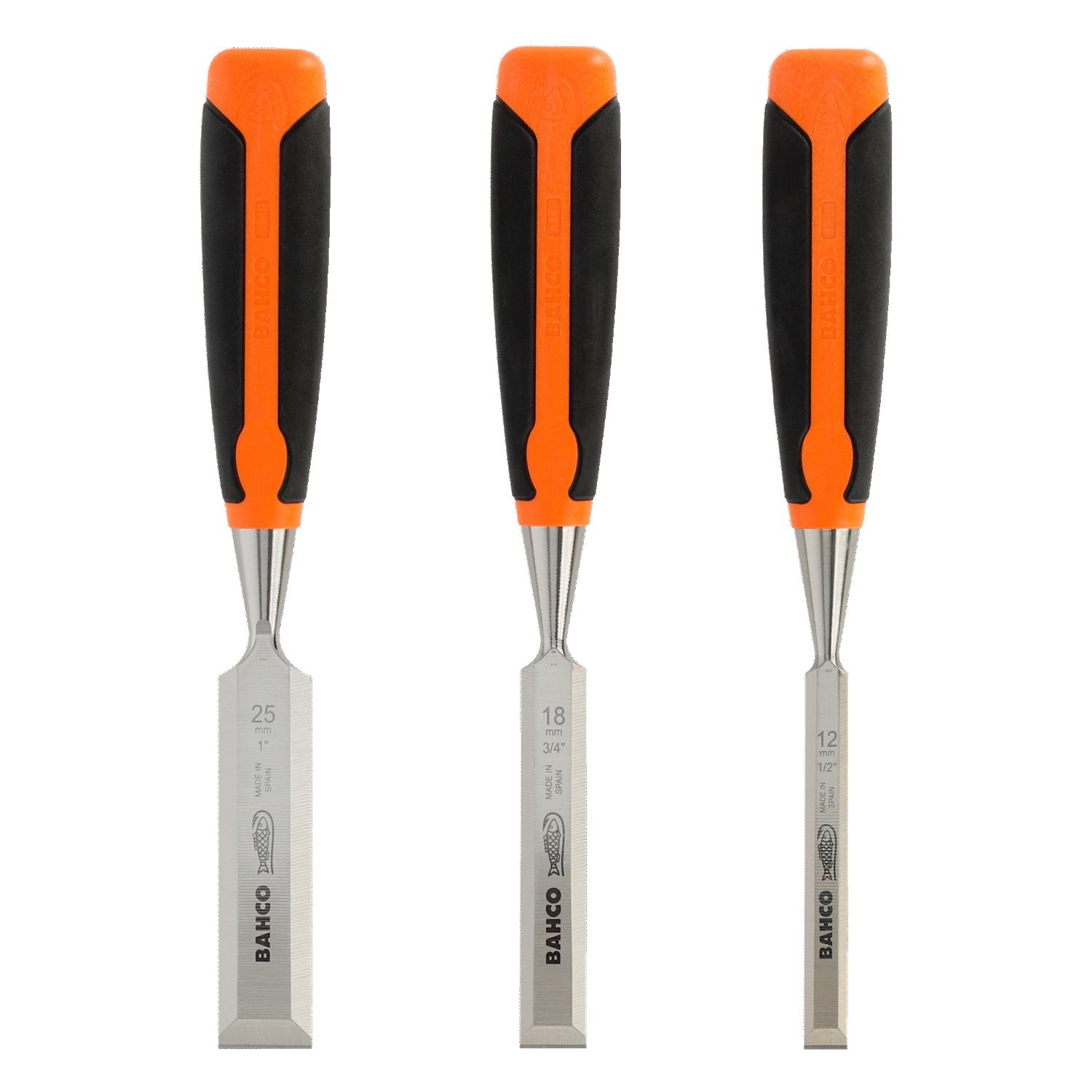 BAHCO 424P-S3-EUR Chisel Set with Rubberised Handle - 3 Pcs - Premium Chisel Set from BAHCO - Shop now at Yew Aik.
