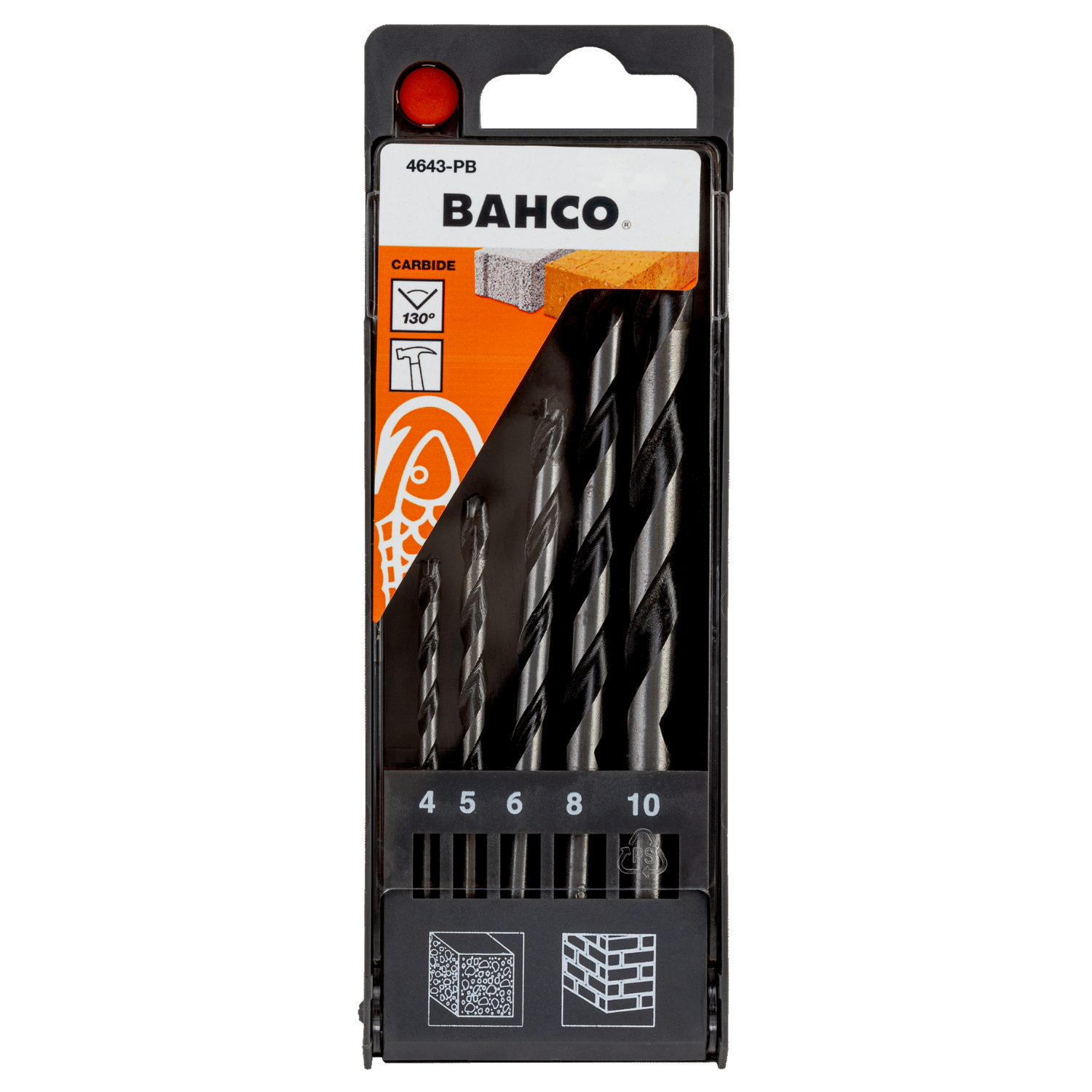 BAHCO 4643-PB Carbide Masonry Drill Set - 5 pcs - Premium Carbide Masonry Drill Set from BAHCO - Shop now at Yew Aik.