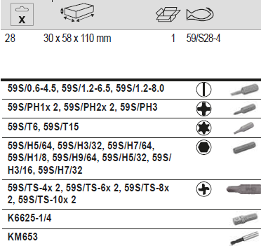 BAHCO 59/S28 1/4" Standard Screwdriver Bit Set For Head Screw - Premium Screwdriver Bit Set from BAHCO - Shop now at Yew Aik.