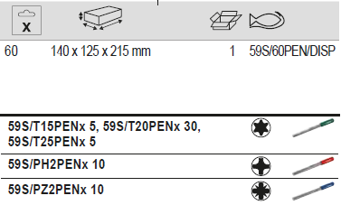 BAHCO 59S/60PEN/DISP 1/4" Bit Pocket Set For Phillips Head Screws - Premium Bit Pocket Set from BAHCO - Shop now at Yew Aik.