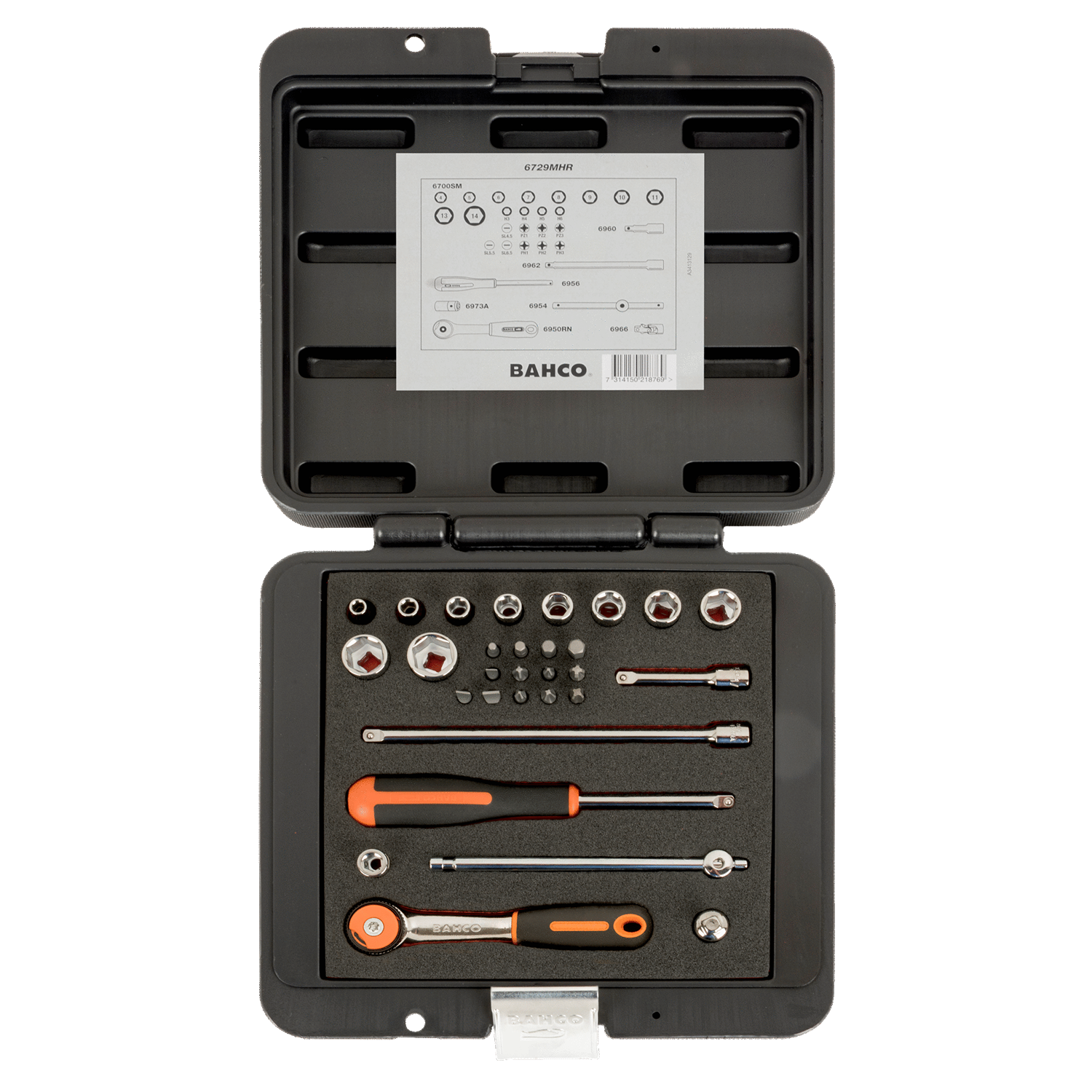 BAHCO 6729MHR 1/4” Square Drive Socket Set Round Head Ratchet - Premium Socket Set from BAHCO - Shop now at Yew Aik.