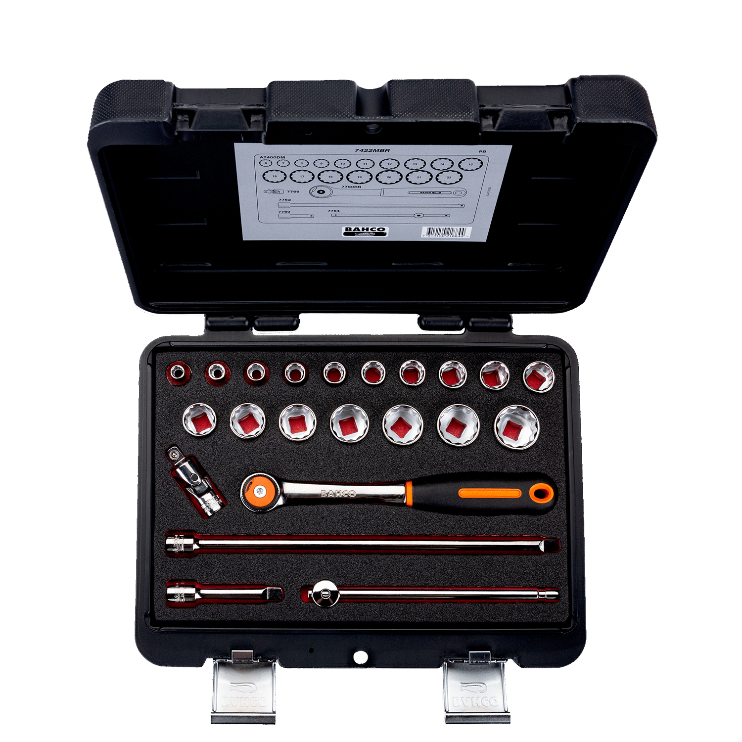 BAHCO 7422MBR 3/8” Square Drive Socket Set Round Head Ratchet - Premium Socket Set from BAHCO - Shop now at Yew Aik.
