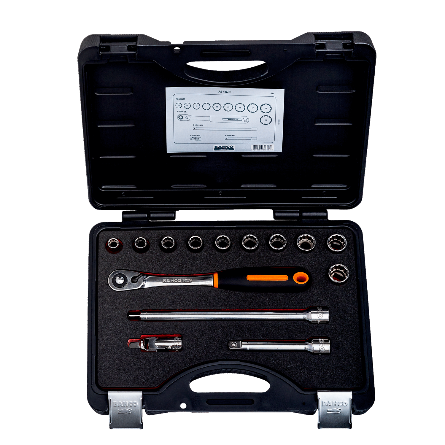 BAHCO 7814DS 1/2” Square Drive Socket Set Ratchet Metal Case - Premium Socket Set from BAHCO - Shop now at Yew Aik.