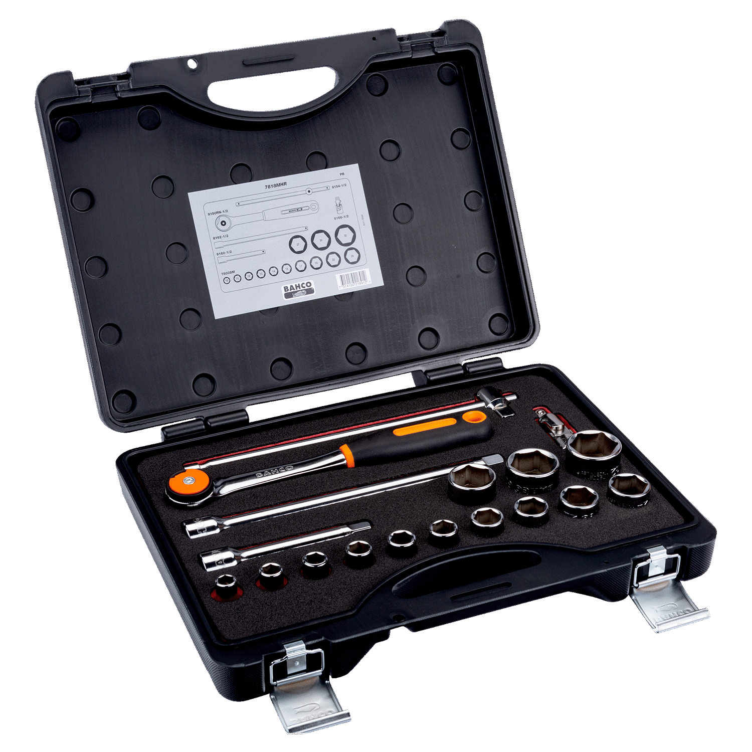 BAHCO 7818MHR 1/2” Square Drive Socket Set Round Head Ratchet - Premium Socket Set from BAHCO - Shop now at Yew Aik.