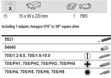 BAHCO 7865 1/4" Impact Driver Bit Set For Slotted Hex Head Screws - Premium 1/4" Impact Driver Bit Set from BAHCO - Shop now at Yew Aik.