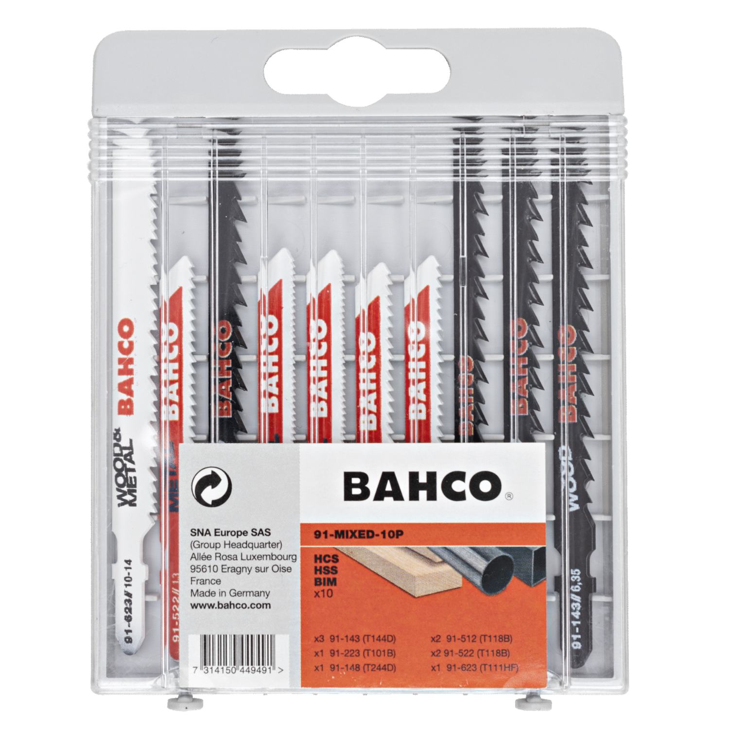 BAHCO 91-MIXED-10P Jigsaw Blade Set For Wood And Metal - 10 Pcs - Premium Jigsaw Blade from BAHCO - Shop now at Yew Aik.